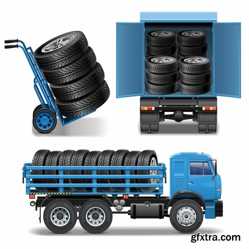 Collection of tire rubber tire tread vector image 25 EPS