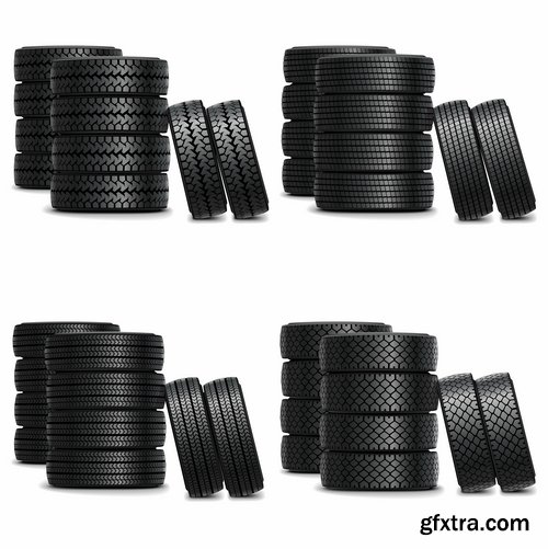 Collection of tire rubber tire tread vector image 25 EPS