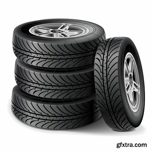 Collection of tire rubber tire tread vector image 25 EPS