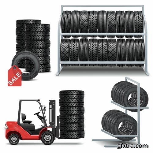 Collection of tire rubber tire tread vector image 25 EPS