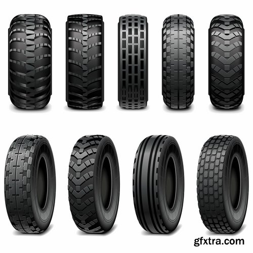 Collection of tire rubber tire tread vector image 25 EPS