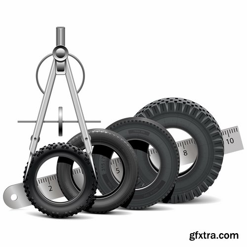 Collection of tire rubber tire tread vector image 25 EPS