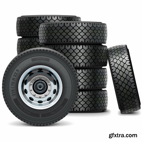 Collection of tire rubber tire tread vector image 25 EPS