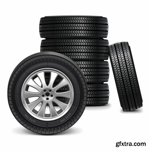 Collection of tire rubber tire tread vector image 25 EPS