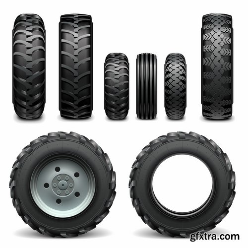 Collection of tire rubber tire tread vector image 25 EPS