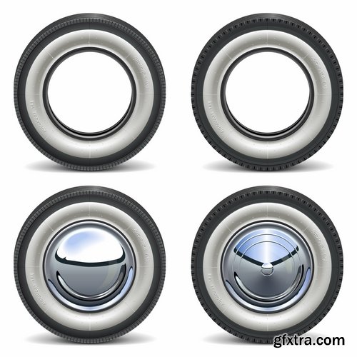 Collection of tire rubber tire tread vector image 25 EPS