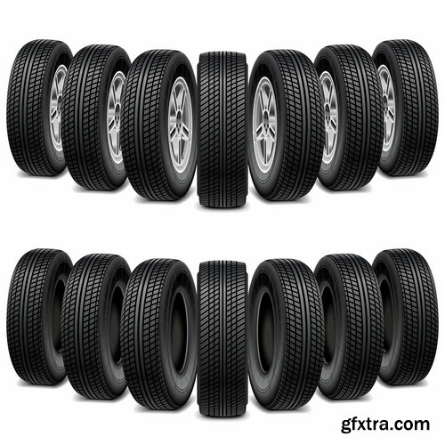 Collection of tire rubber tire tread vector image 25 EPS