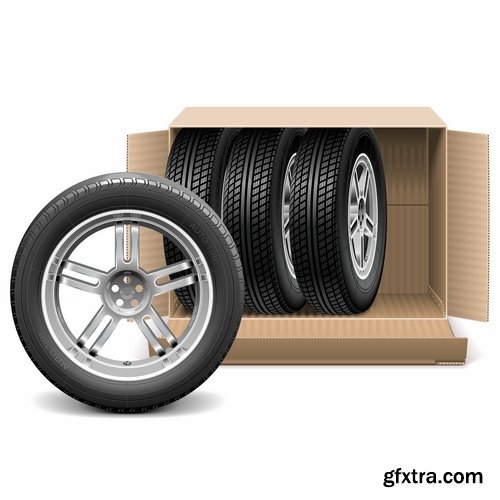 Collection of tire rubber tire tread vector image 25 EPS