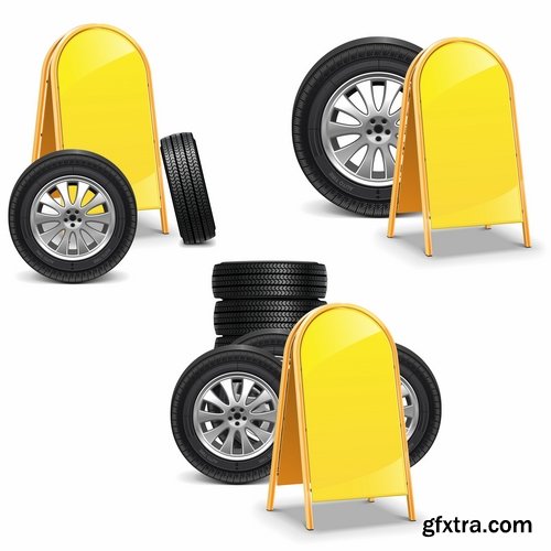 Collection of tire rubber tire tread vector image 25 EPS