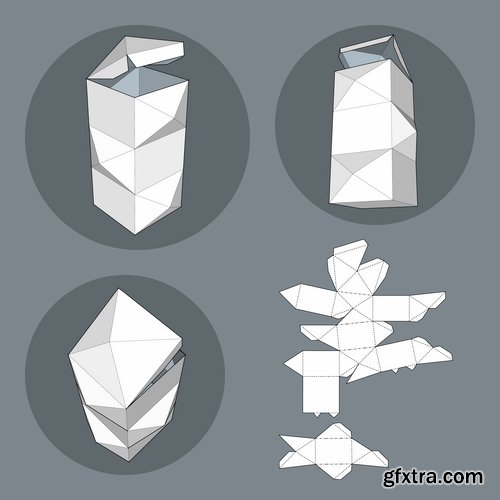 Collection of box to cut a figure of origami gift box cardboard container 25 EPS