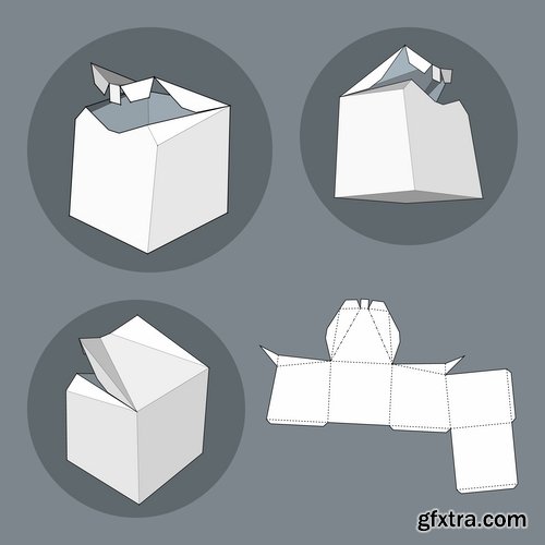 Collection of box to cut a figure of origami gift box cardboard container 25 EPS