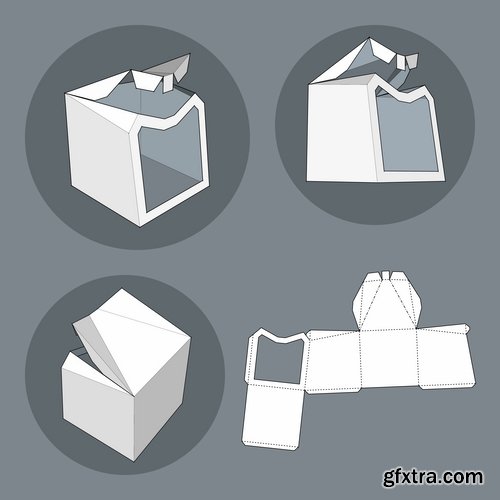 Collection of box to cut a figure of origami gift box cardboard container 25 EPS