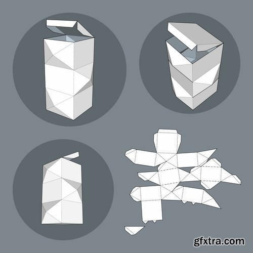 Collection of box to cut a figure of origami gift box cardboard container 25 EPS