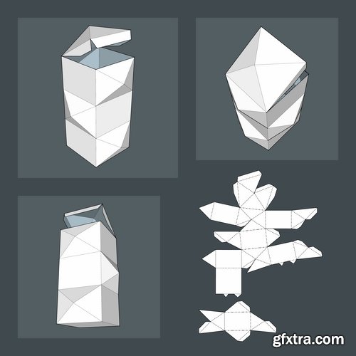 Collection of box to cut a figure of origami gift box cardboard container 25 EPS