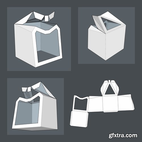 Collection of box to cut a figure of origami gift box cardboard container 25 EPS