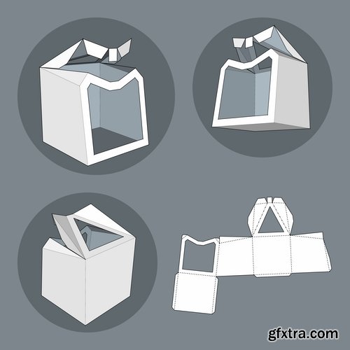 Collection of box to cut a figure of origami gift box cardboard container 25 EPS