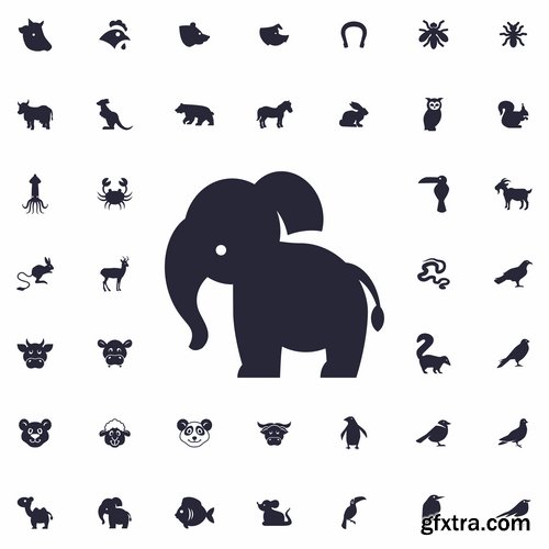 Collection of web page design icon pet pig cow deer monkey snake 25 EPS