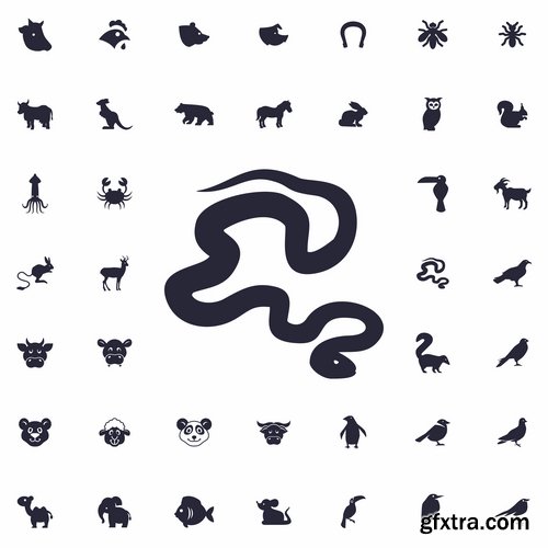 Collection of web page design icon pet pig cow deer monkey snake 25 EPS