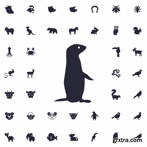 Collection of web page design icon pet pig cow deer monkey snake 25 EPS