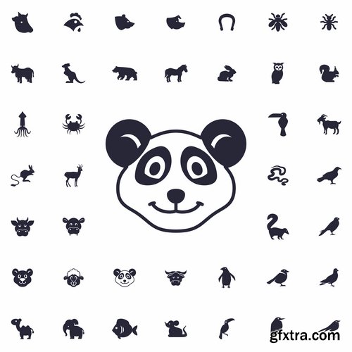 Collection of web page design icon pet pig cow deer monkey snake 25 EPS