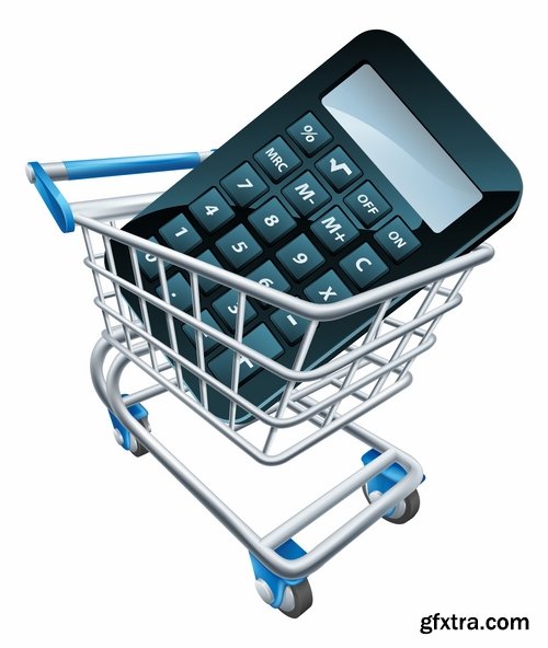 Collection of shopping cart online shopping laptop tablet computer network 25 EPS