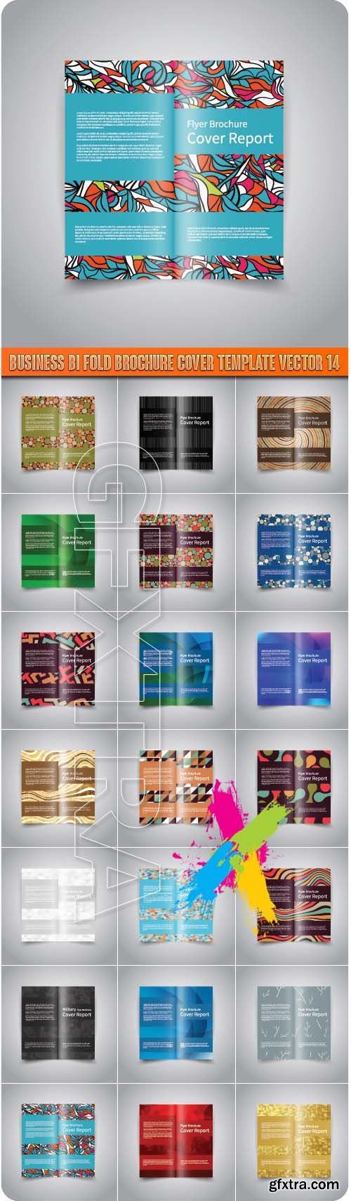 Business bi fold brochure cover template vector 14