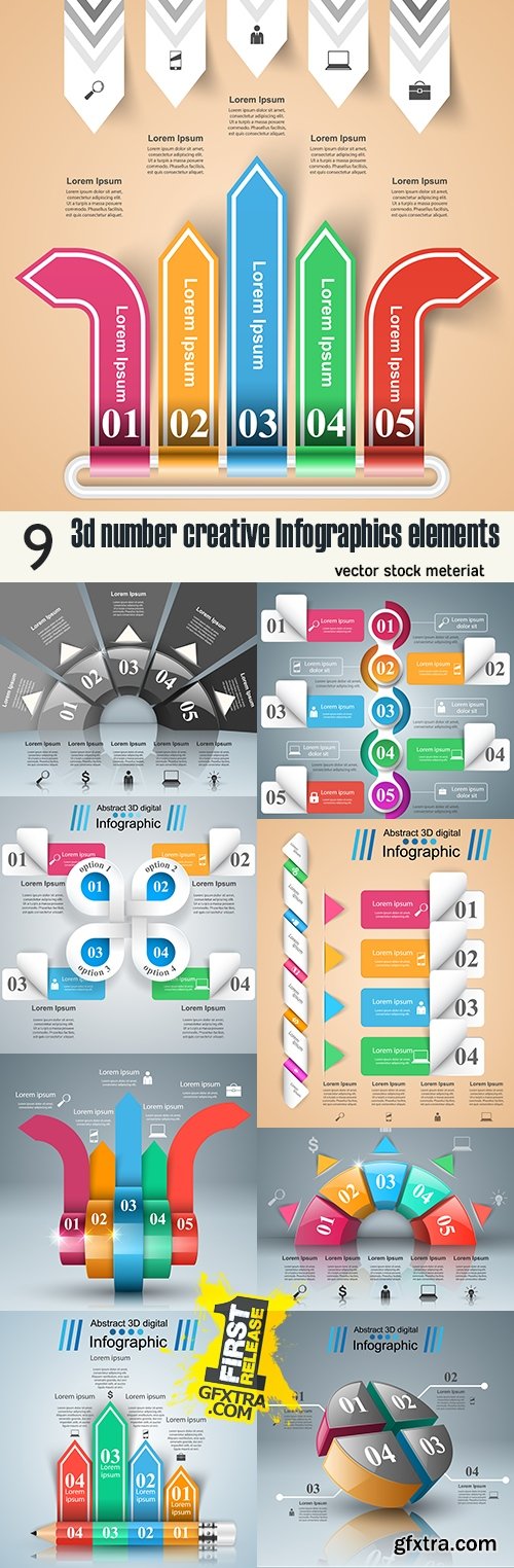 3d number creative Infographics elements