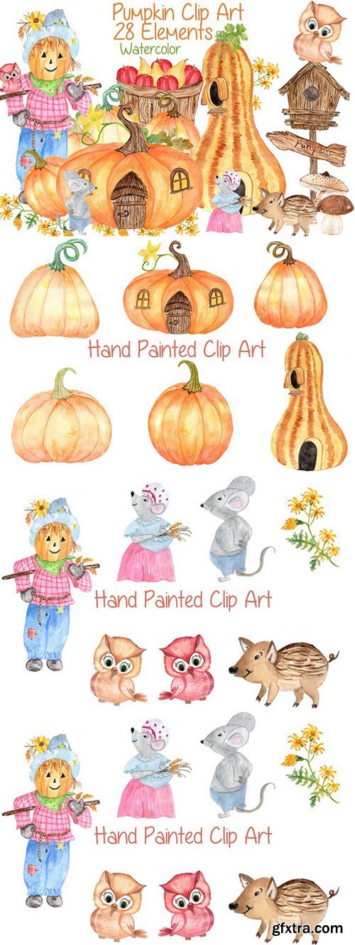 CM - Watercolor pumpkin clipart 779094