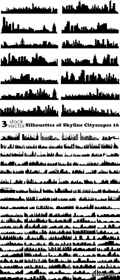 Vectors - Silhouettes of Skyline Cityscapes 16