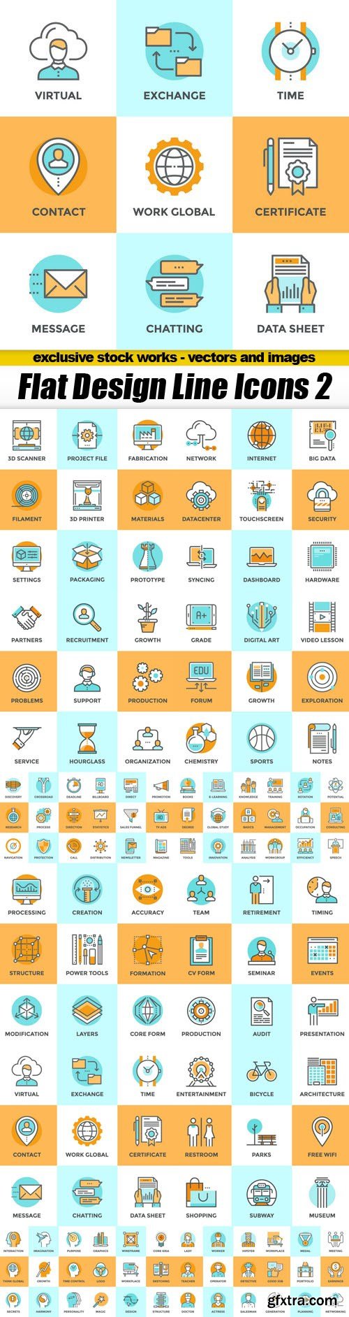 Flat Design Line Icons 2 - 16xEPS