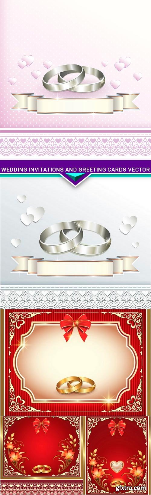 Wedding invitations and greeting cards vector 5X EPS