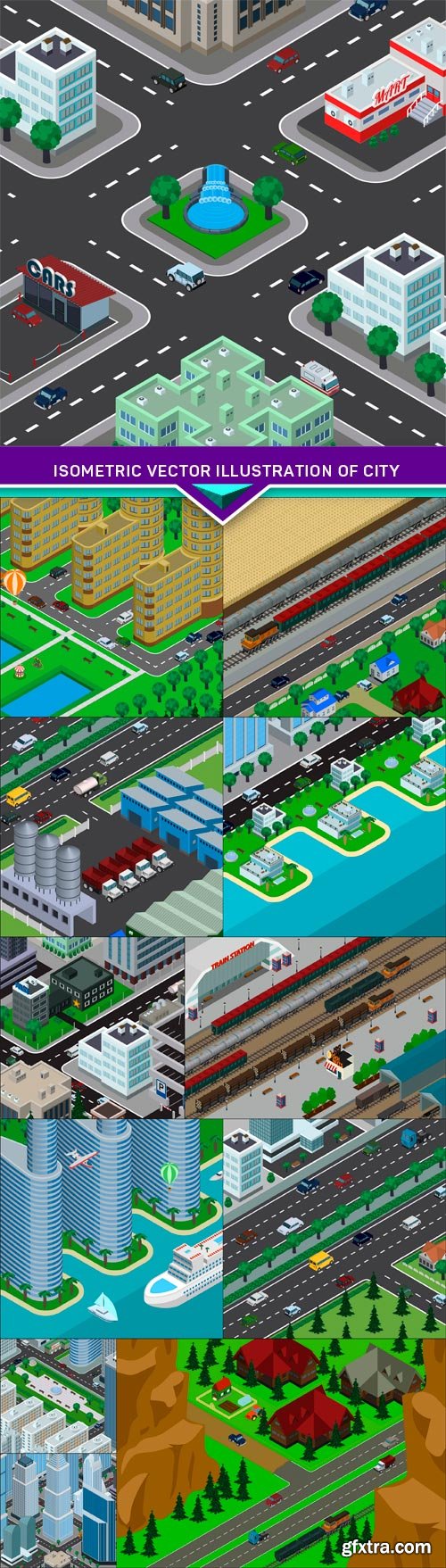 Isometric vector illustration of city 12X EPS