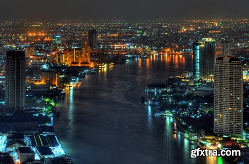 Collection of Bangkok panorama picture night city street skyscraper building 25 HQ Jpeg