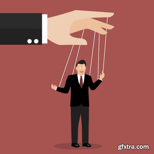 Collection of marionette puppet master rope thread vector picture doll 25 EPS