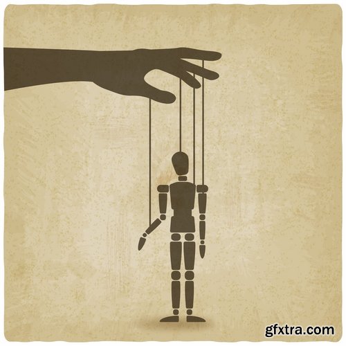 Collection of marionette puppet master rope thread vector picture doll 25 EPS