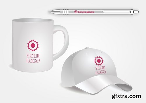 Collection of thing for advertising cap cup shirt ballpen 25 EPS