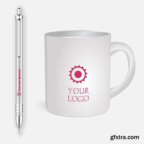 Collection of thing for advertising cap cup shirt ballpen 25 EPS