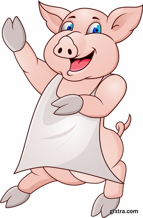 Collection of funny pig piggy smile vector image 25 EPS