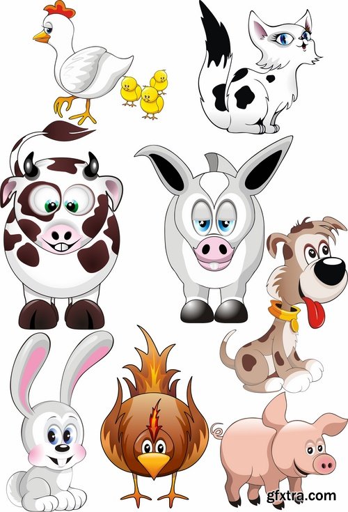 Collection of funny pig piggy smile vector image 25 EPS