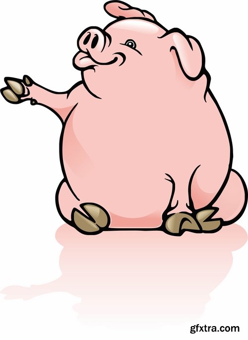 Collection of funny pig piggy smile vector image 25 EPS