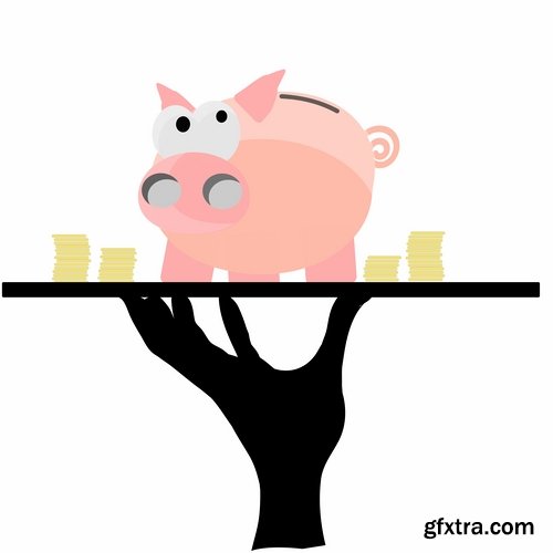 Collection of funny pig piggy smile vector image 25 EPS