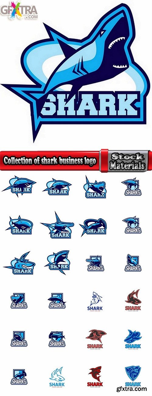 Collection of shark business logo vector image 25 EPS