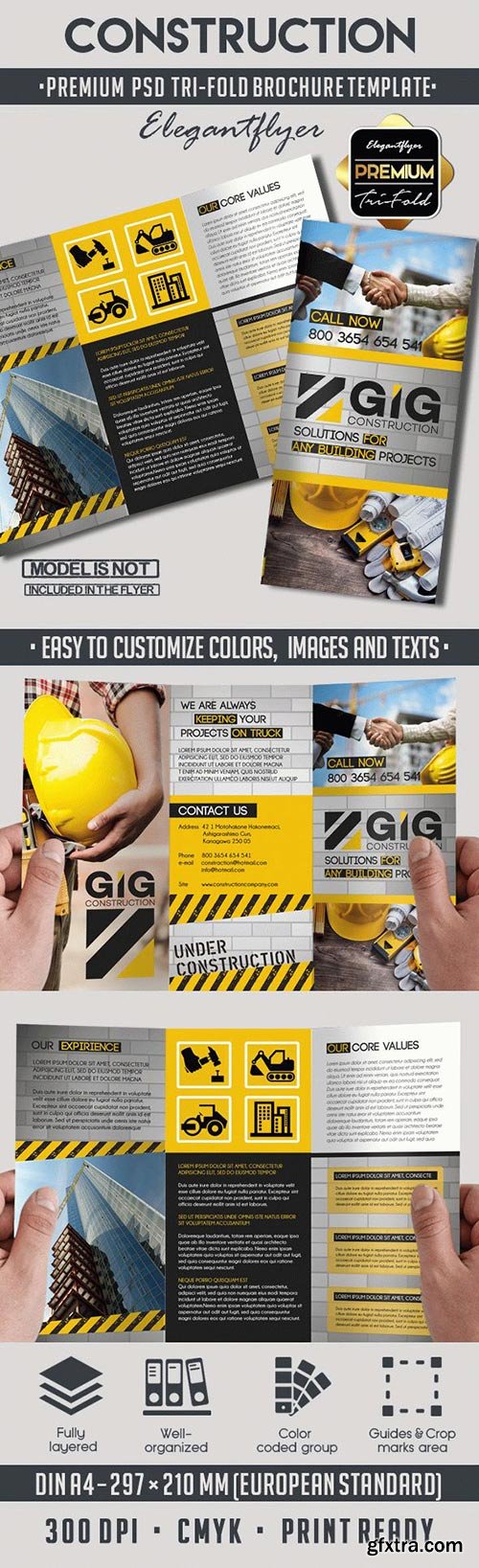 Construction – Premium Tri-Fold PSD Brochure Template