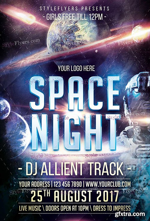 Space Trip PSD Flyer Template + Facebook Cover