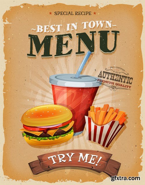 Retro Posters with Food 2 - 20xEPS