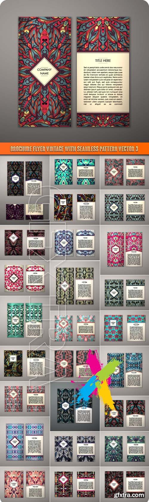 Brochure flyer vintage with seamless pattern vector 3