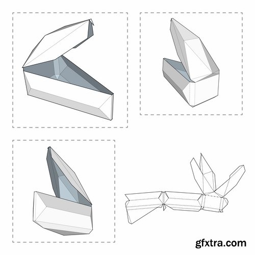 Collection of box to cut a figure of origami gift box cardboard container 2-25 EPS