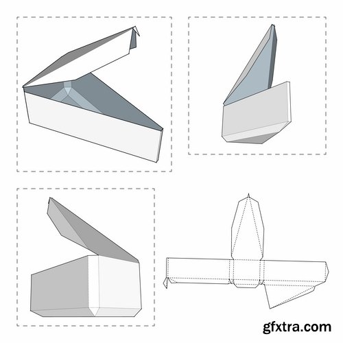 Collection of box to cut a figure of origami gift box cardboard container 2-25 EPS