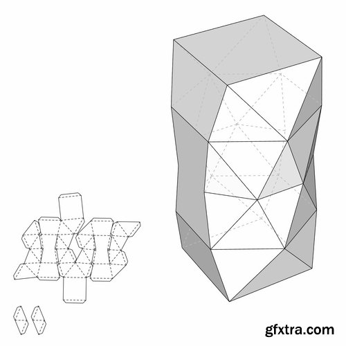 Collection of box to cut a figure of origami gift box cardboard container 2-25 EPS