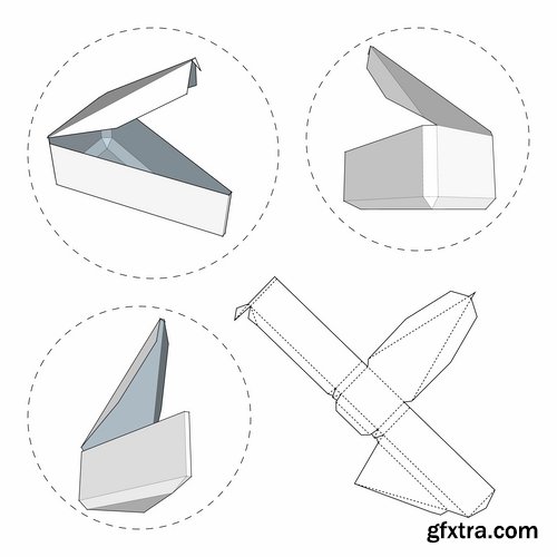 Collection of box to cut a figure of origami gift box cardboard container 2-25 EPS